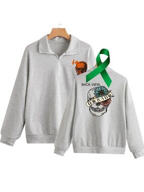 Fear is a Liar Mental Health quarter zip raglan pullover sweatshirt small